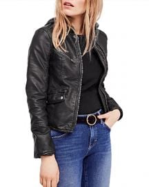 Free People Monroe Hooded Faux Leather Jacket at Bloomingdales